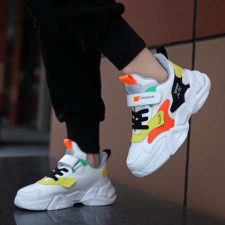 Autumn and Winter New Children's Sports Shoes Waterproof Leather Trend Shoes